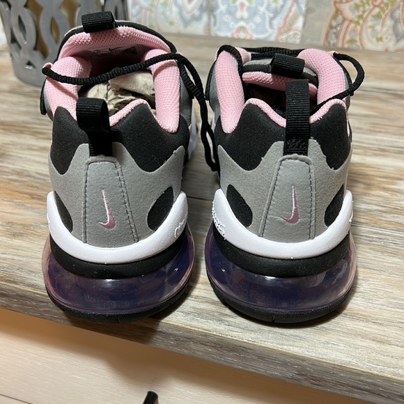 Nike Air Max 270 React Particle Grey-Arctic Pink-Sulfur Sneakers - 5.5Y - New - Picture 8 of 10